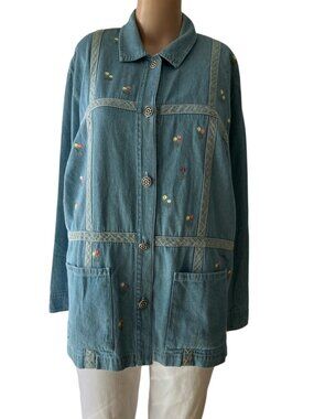 Vintage Teddi Light-Weight Denim Embroidered Jacket